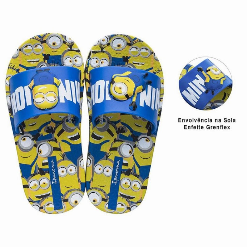 Blue / Yellow / White Kids'' Ipanema Minions Slides | 7391654-RN