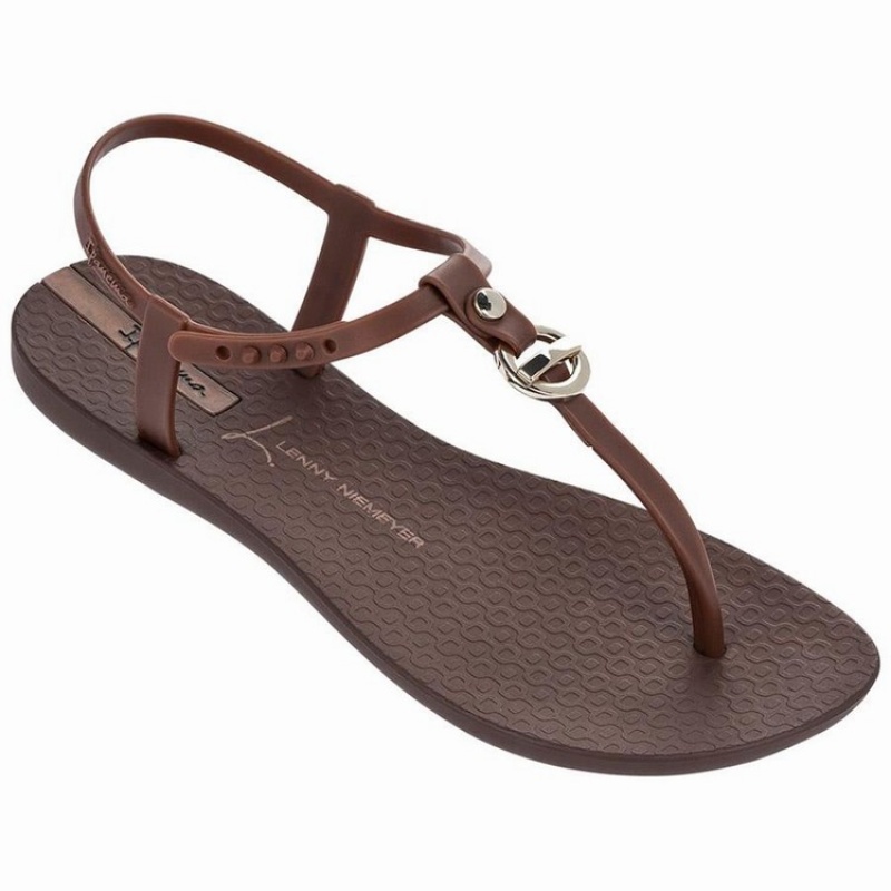 Brown / Gold Women's Ipanema Lenny Locket Sandals | 5016324-IA