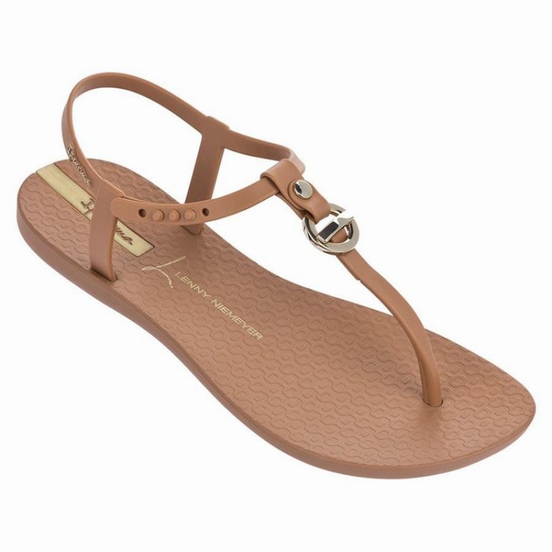 Brown / Gold Women's Ipanema Lenny Locket Sandals | 9468310-CU