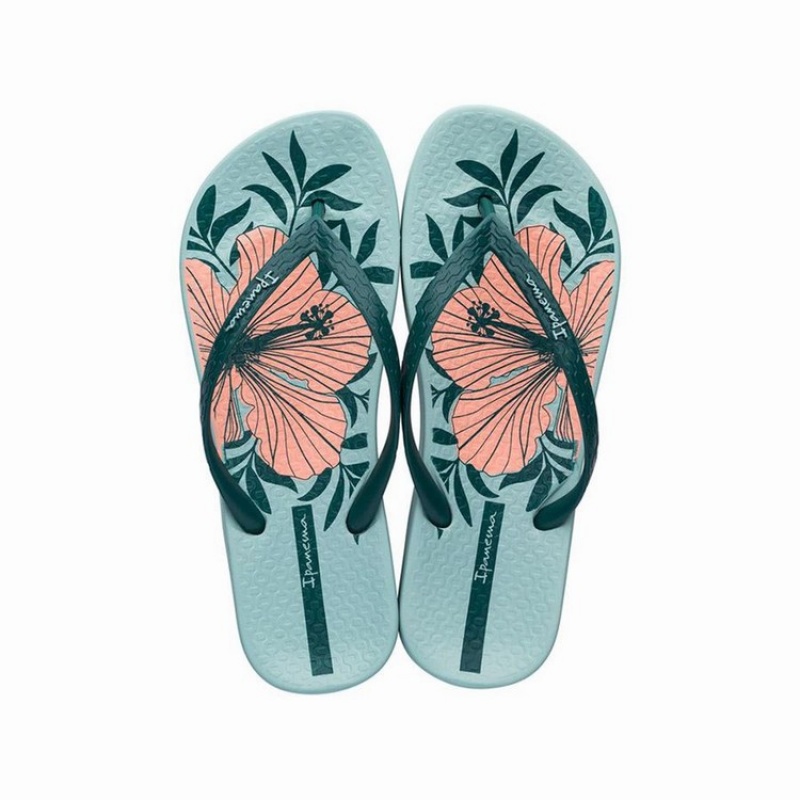 Green Women's Ipanema Ana Hibiscus Flip Flops | 8643210-SH