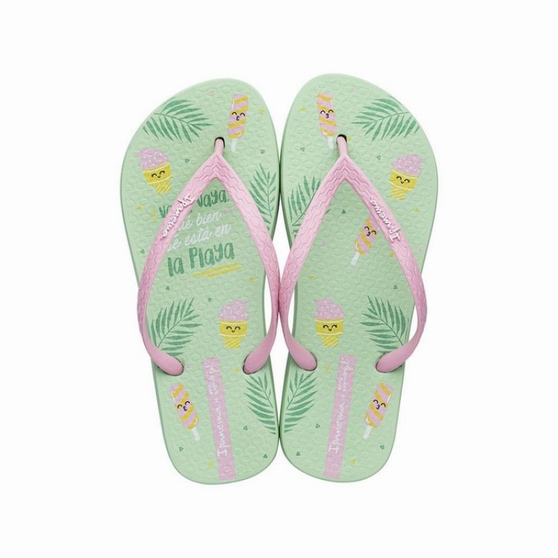 Green / Pink Women's Ipanema Mr. Wonderful II Flip Flops | 3571260-PW