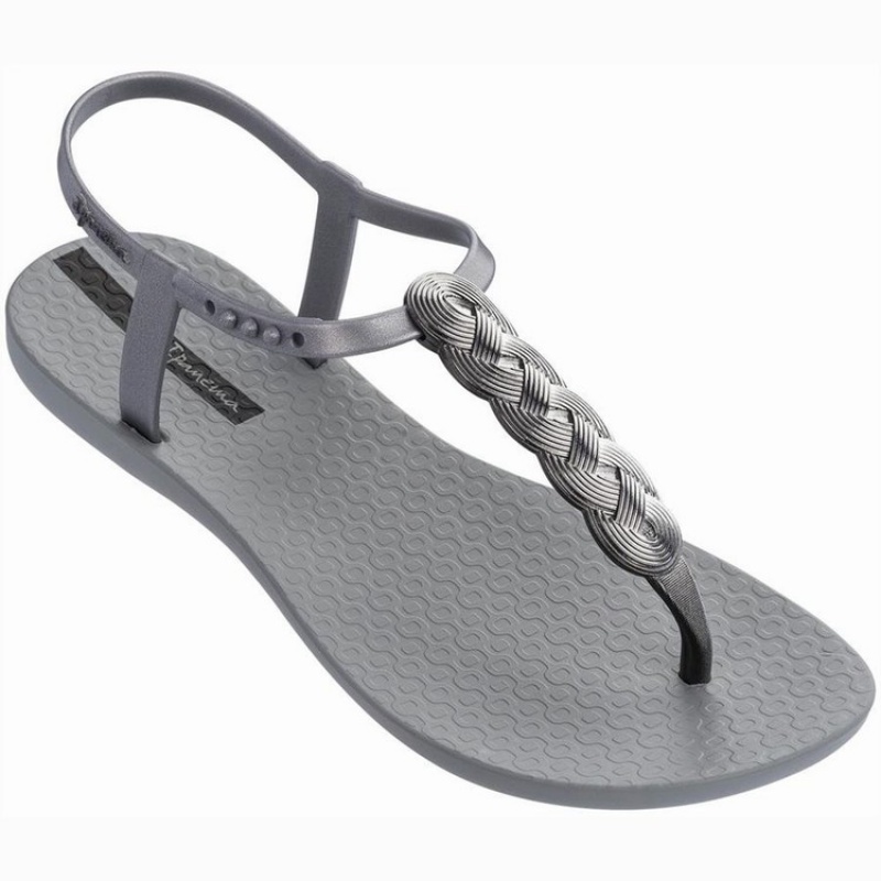 Grey / Silver Women's Ipanema Braid Sandals | 6734902-CB