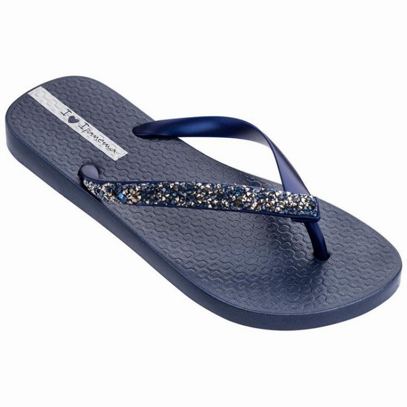 Navy Women\'s Ipanema Pebble Flip Flops | 9682140-VP