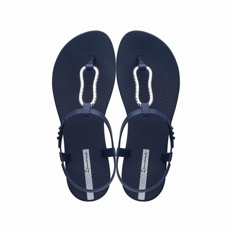 Navy / Silver Women\'s Ipanema Class Mood Sandals | 2389670-BU