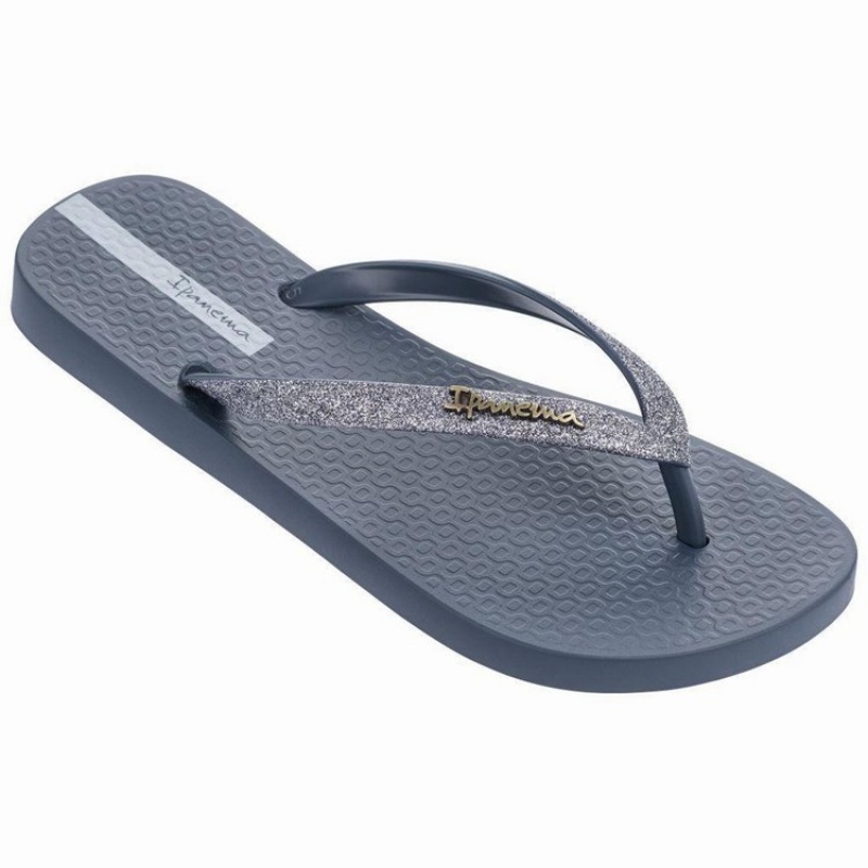 Navy / Silver Women\'s Ipanema Lolita III Flip Flops | 1368725-GJ