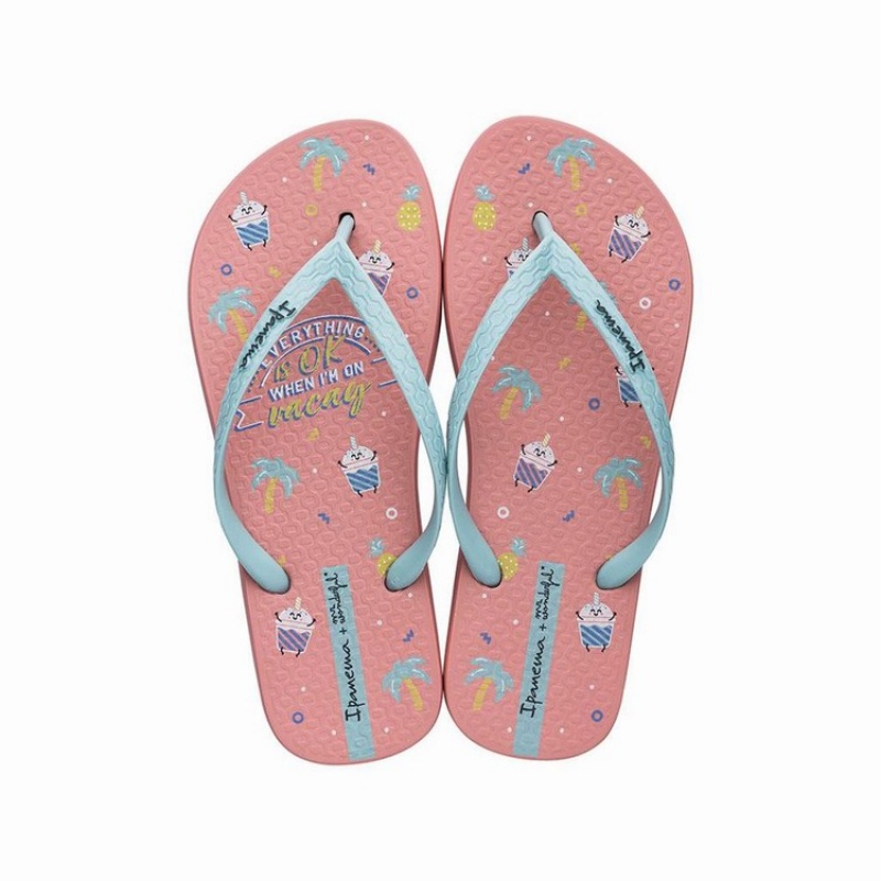 Pink / Blue Women's Ipanema Mr. Wonderful II Flip Flops | 8352761-FZ