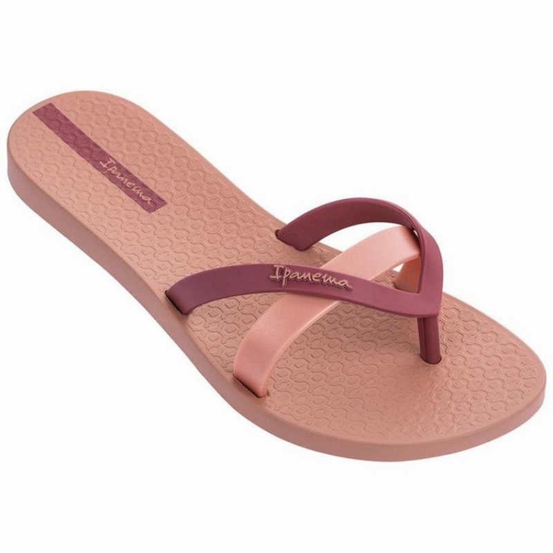 Pink / Burgundy Women's Ipanema Kirei Flip Flops | 6801529-IB