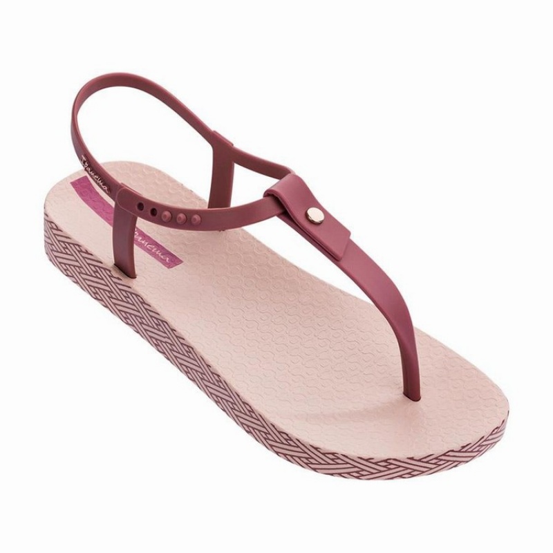 Pink / Burgundy Women's Ipanema Plush Weave Sandals | 0678145-UL