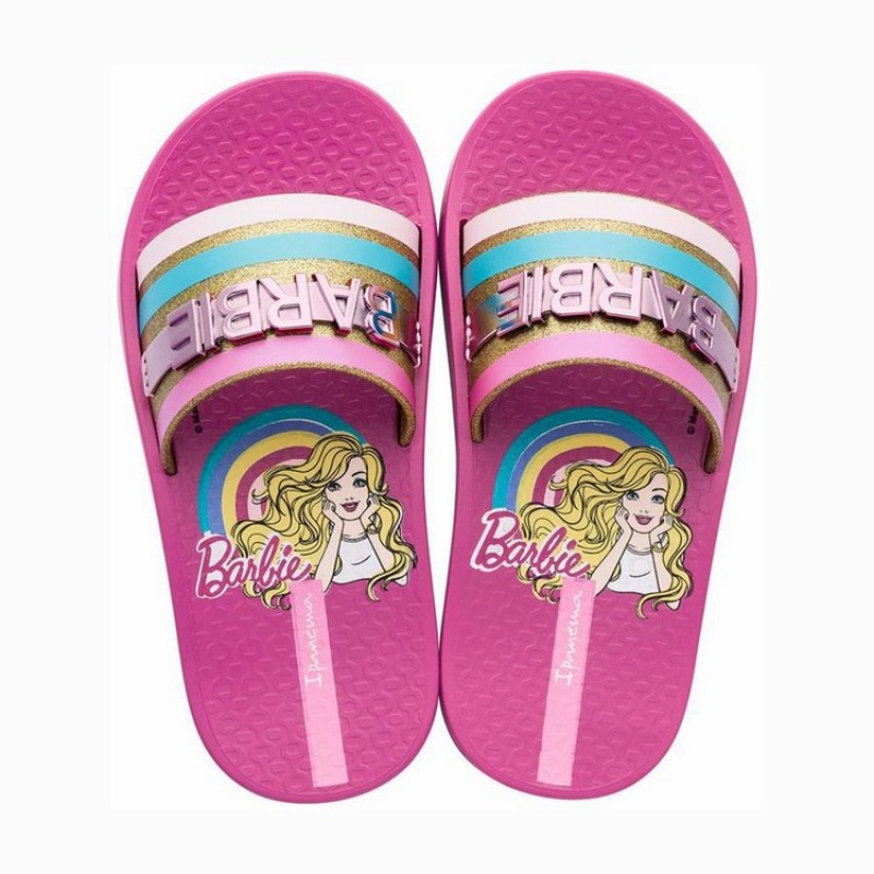 Pink / Gold Kids\'\' Ipanema Barbie Slides | 2963814-AB