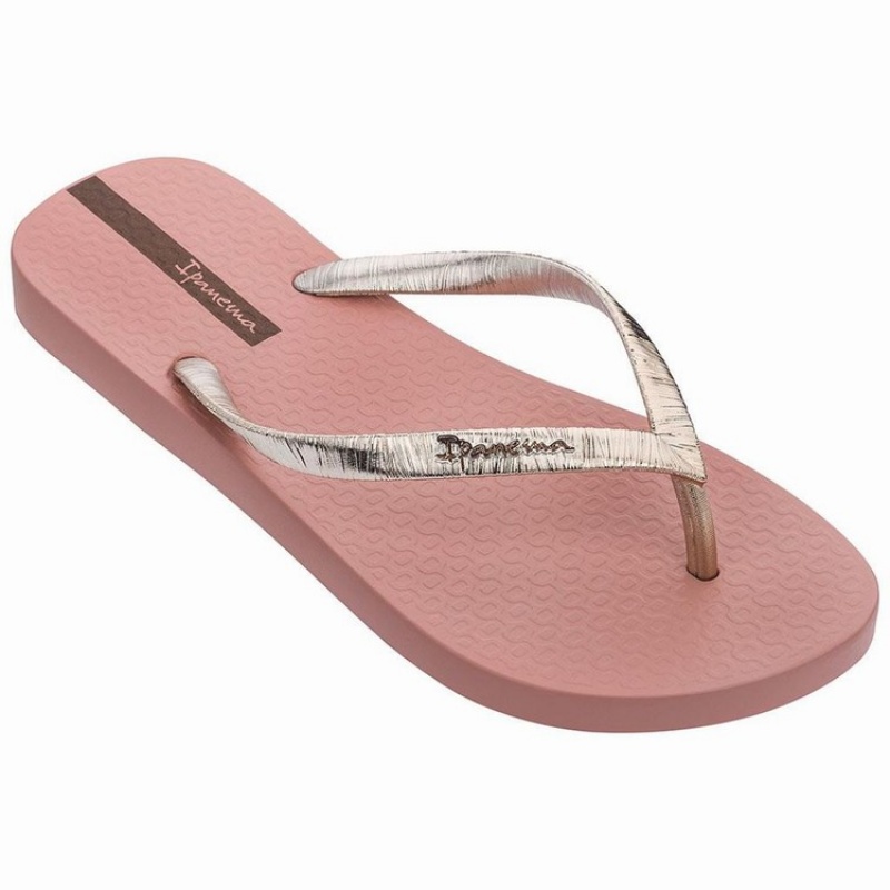 Pink / Gold Women\'s Ipanema Glam II Flip Flops | 7890236-RI