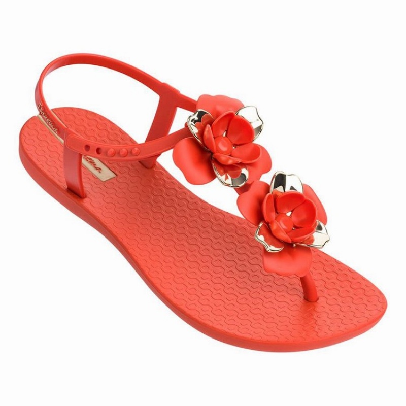 Red / Gold Women's Ipanema Floret Sandals | 3162094-QI