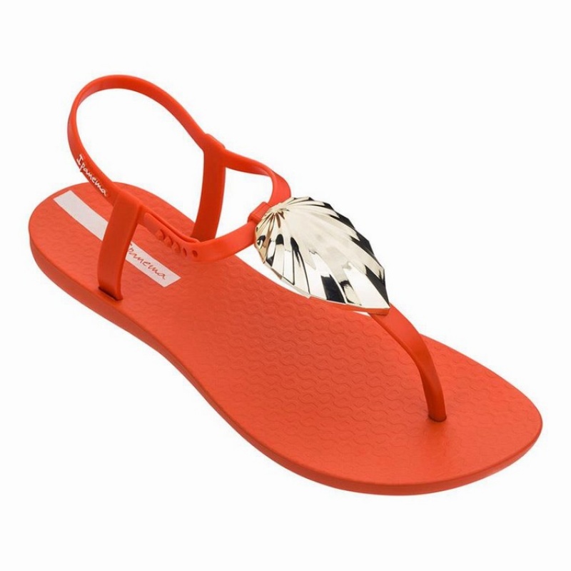 Red / Gold Women's Ipanema Leaf Sandals | 5296170-NV