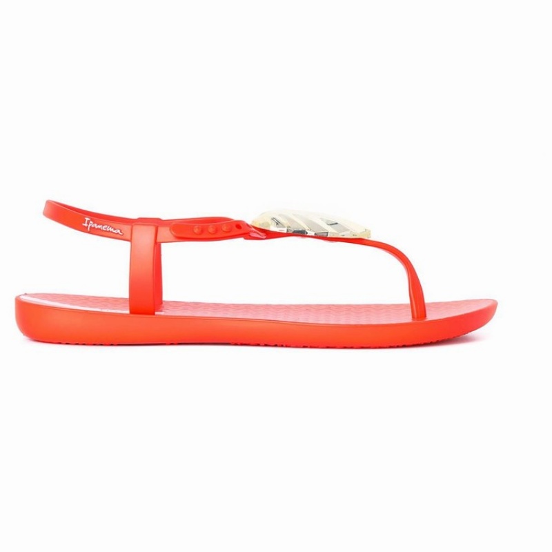 Red / Gold Women's Ipanema Leaf Sandals | 5296170-NV