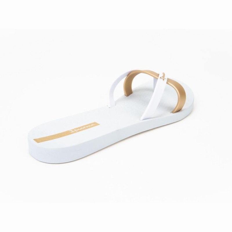 White / Gold Women's Ipanema Kirei Flip Flops | 8342795-LP