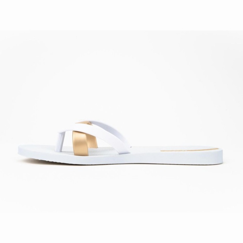 White / Gold Women's Ipanema Kirei Flip Flops | 8342795-LP