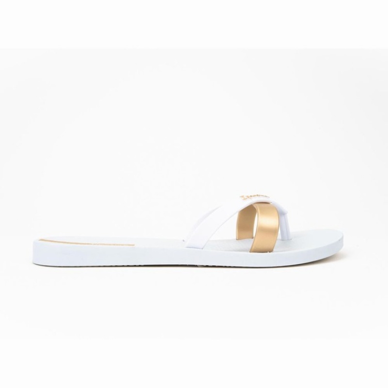 White / Gold Women's Ipanema Kirei Flip Flops | 8342795-LP