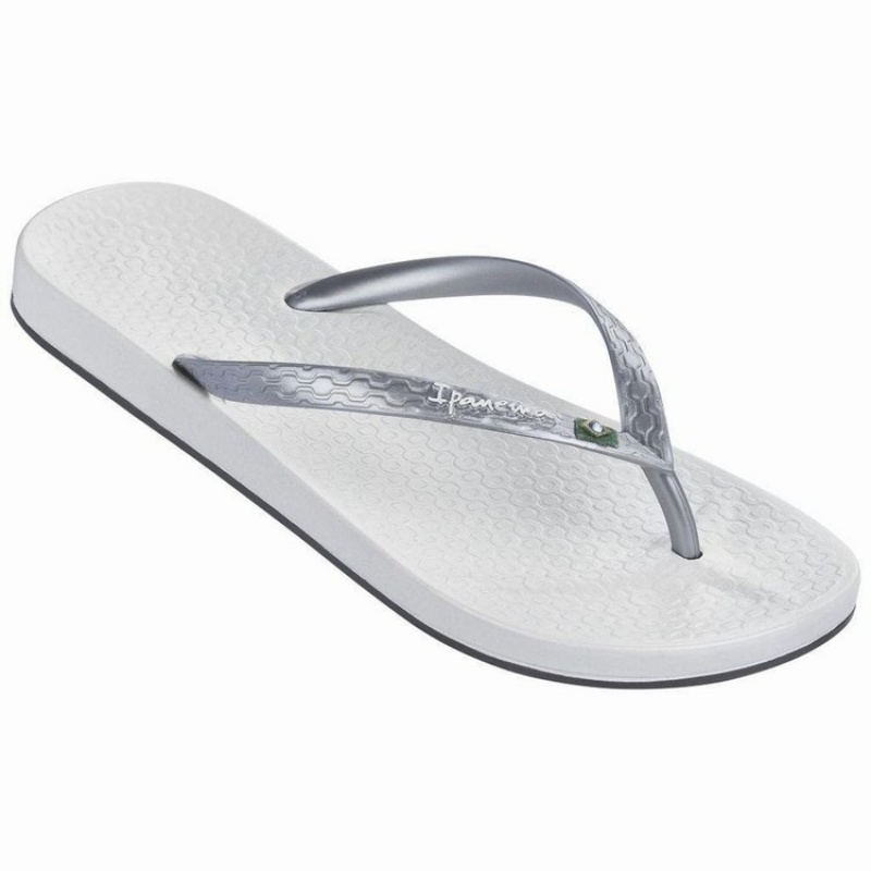 White / Silver Women\'s Ipanema Anatomic Brilliant III Flip Flops | 1407836-ME