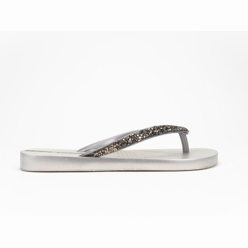 White / Silver Women's Ipanema Pebble Flip Flops | 7531620-DS