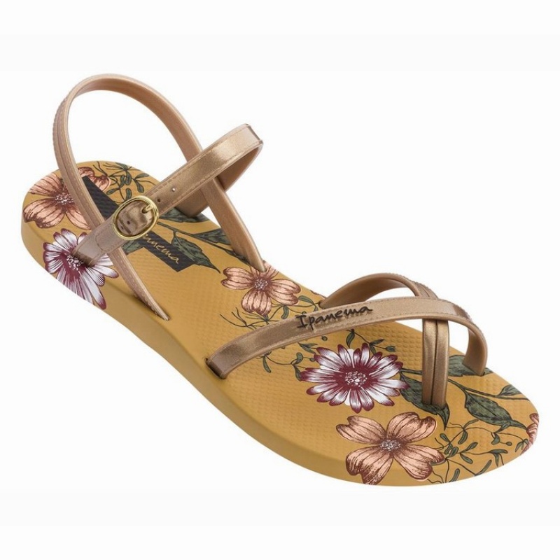 Yellow / Gold Women's Ipanema Suzi Print II Sandals | 8356197-GT