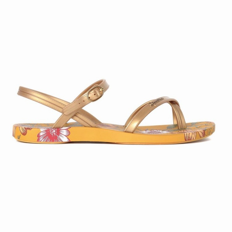 Yellow / Gold Women's Ipanema Suzi Print II Sandals | 8356197-GT