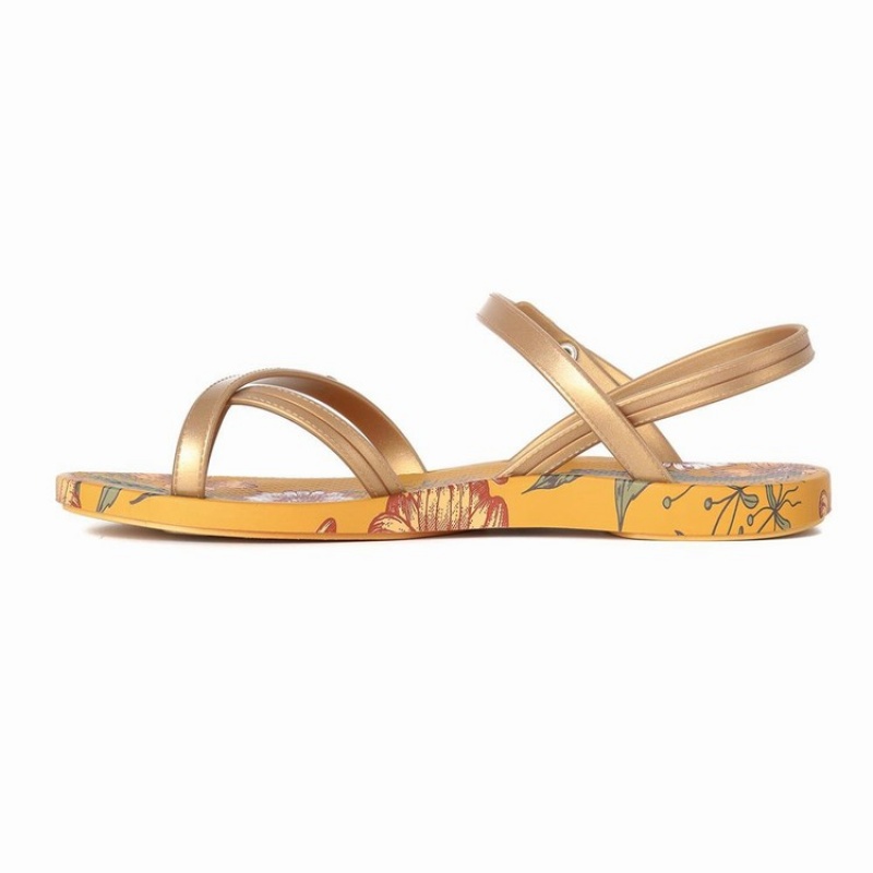 Yellow / Gold Women's Ipanema Suzi Print II Sandals | 8356197-GT